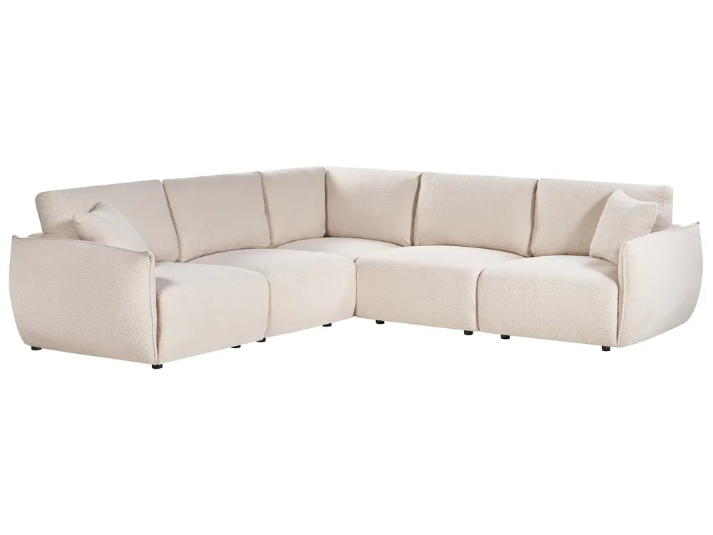 Modular Corner Sofa 5 Seater Boucle Off-White Left Hand Leiani