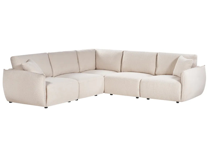 Modular Corner Sofa 5 Seater Boucle Off-White Left Hand Leiani