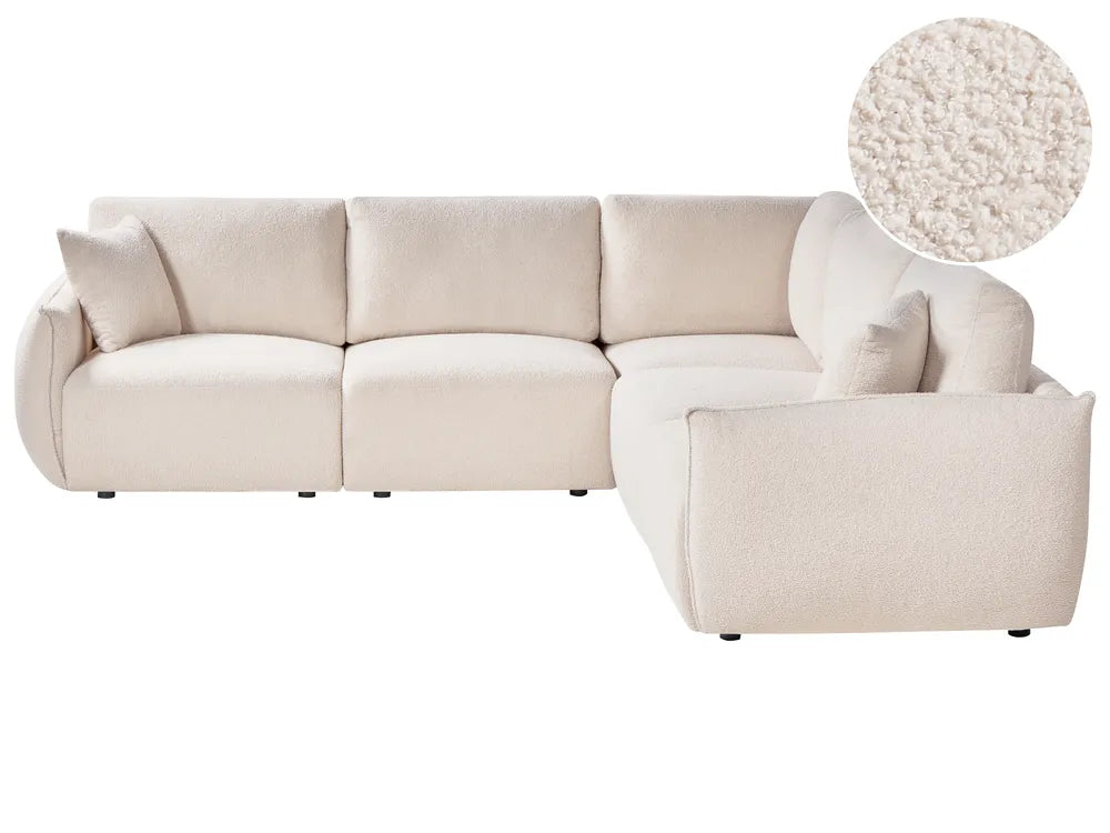 Modular Corner Sofa 5 Seater Boucle Off-White Left Hand Leiani