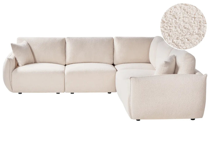 Modular Corner Sofa 5 Seater Boucle Off-White Left Hand Leiani