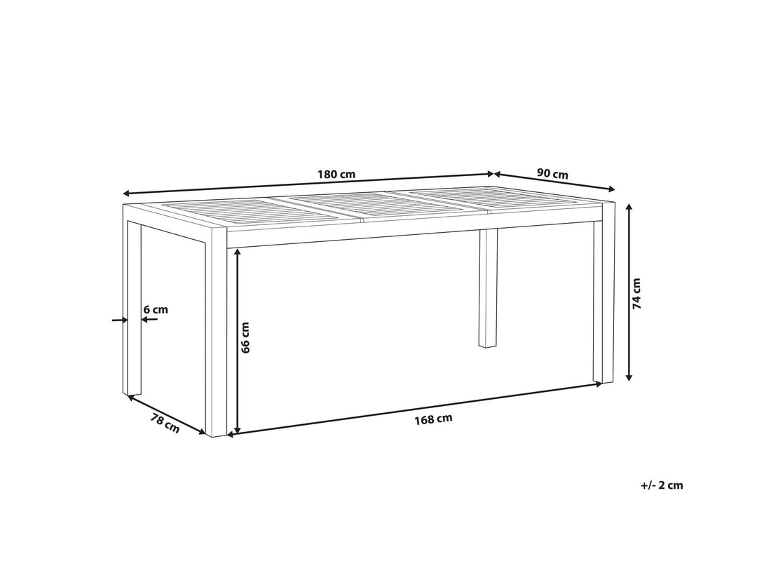 Grosseto Garden Dining Table 180 cm 90 cm Eucalyptus Wood Brown