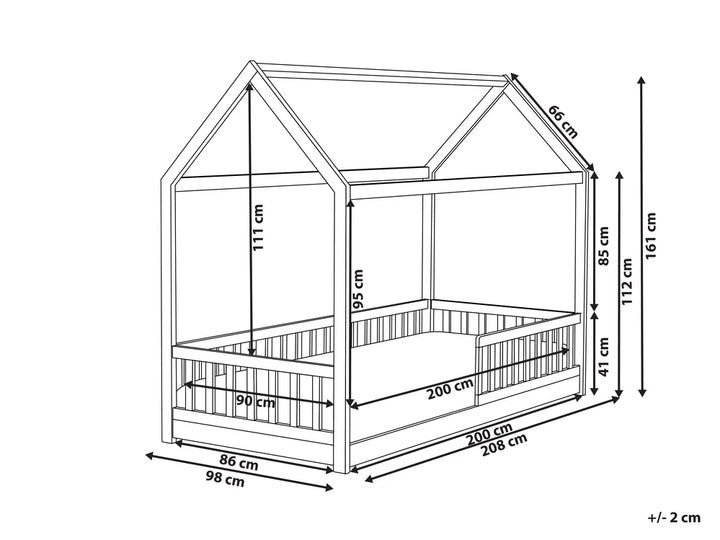 Kids Bed House Pine Wood 90 x 200 cm (EU Single) Light Brown Casandra