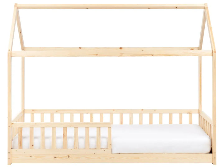 Kids Bed House Pine Wood 90 x 200 cm (EU Single) Light Brown Casandra