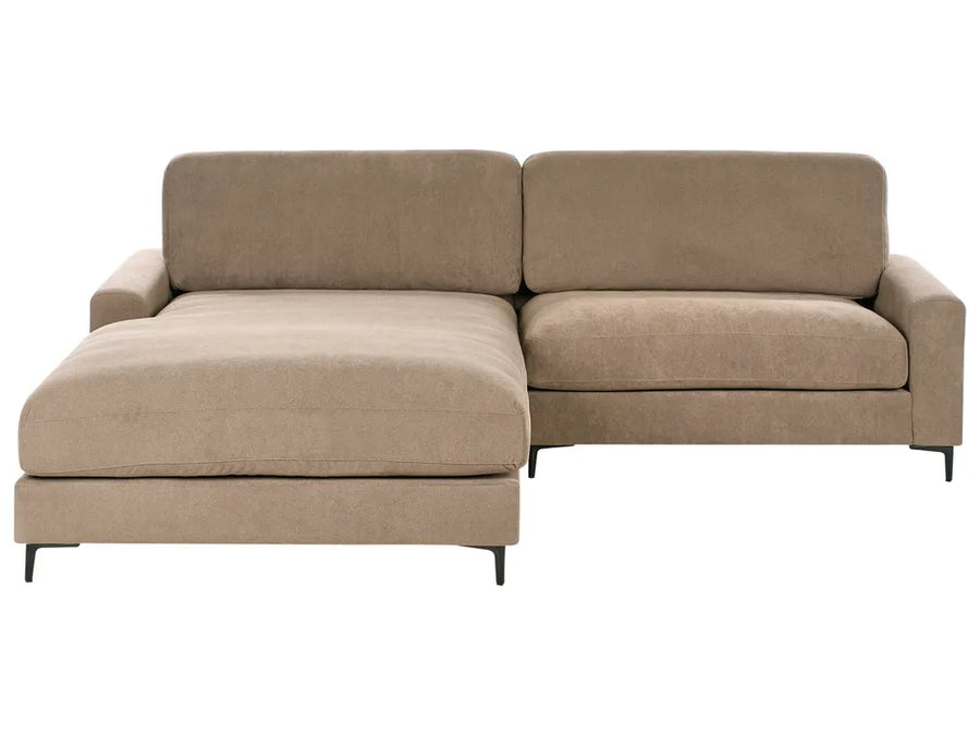 Corner Sofa 3 Seater Fabric Brown Right Hand Emilio