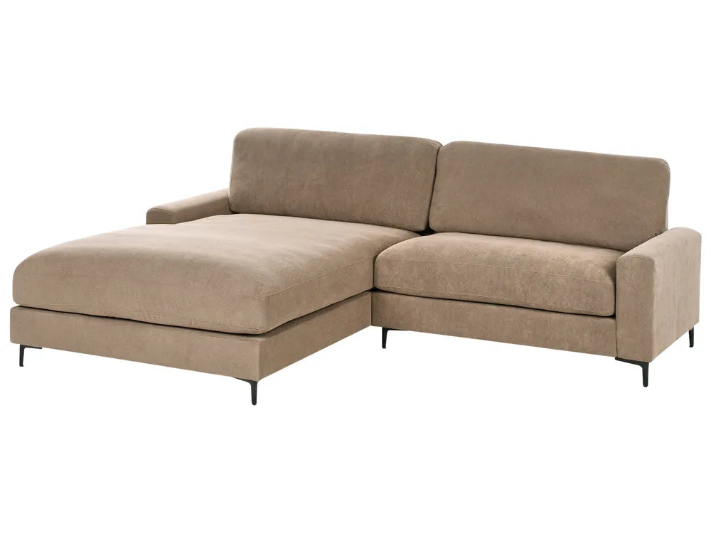 Corner Sofa 3 Seater Fabric Brown Right Hand Emilio