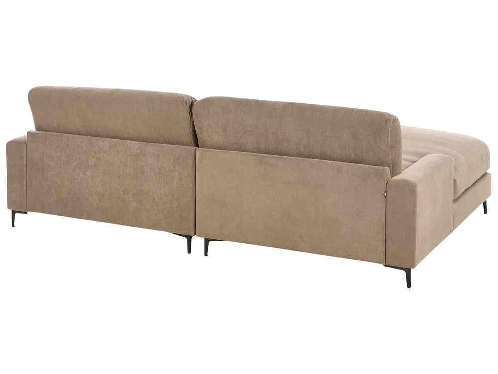 Corner Sofa 3 Seater Fabric Brown Right Hand Emilio