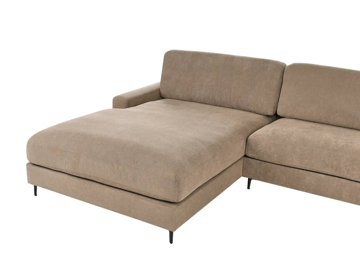 Corner Sofa 3 Seater Fabric Brown Right Hand Emilio