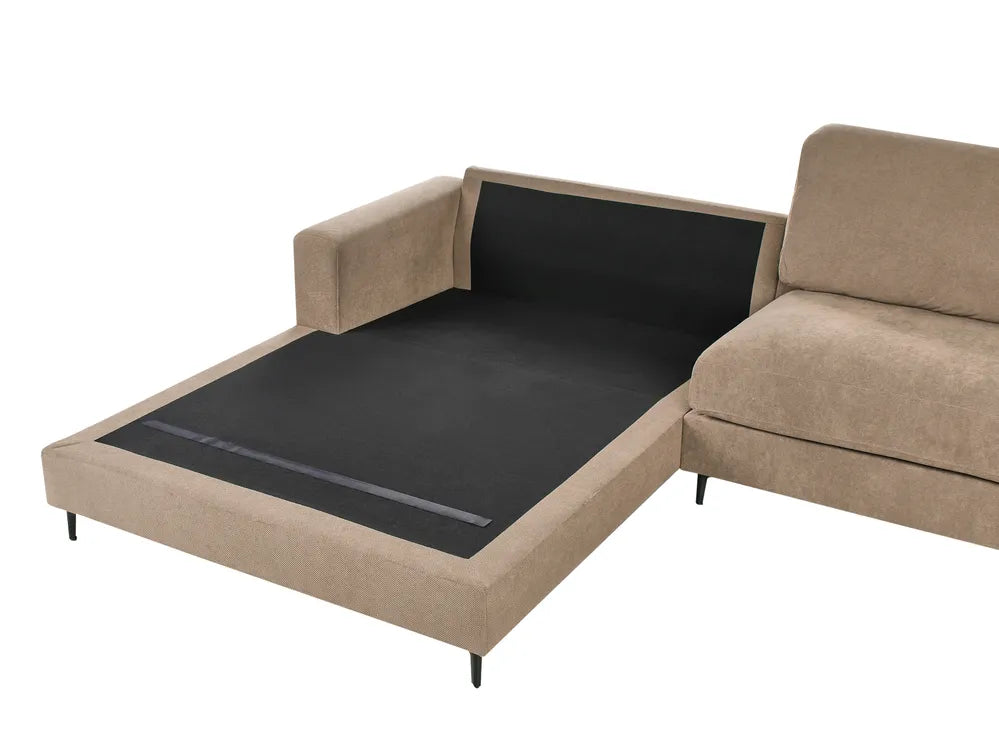 Corner Sofa 3 Seater Fabric Brown Right Hand Emilio