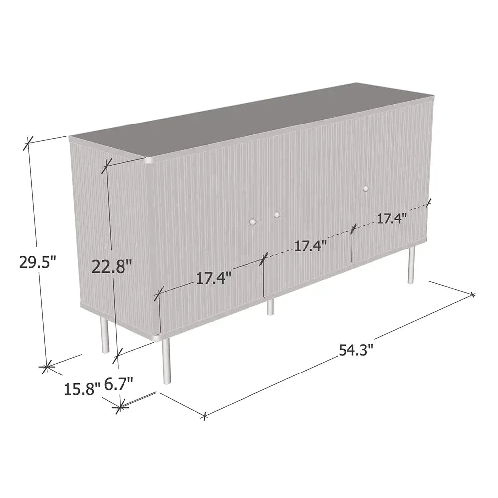 Dimensions of a piece of furniture with labeled measurements on a white background