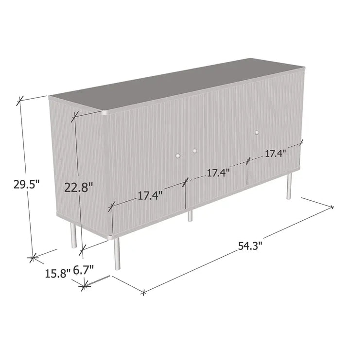 Dimensions of a piece of furniture with labeled measurements on a white background