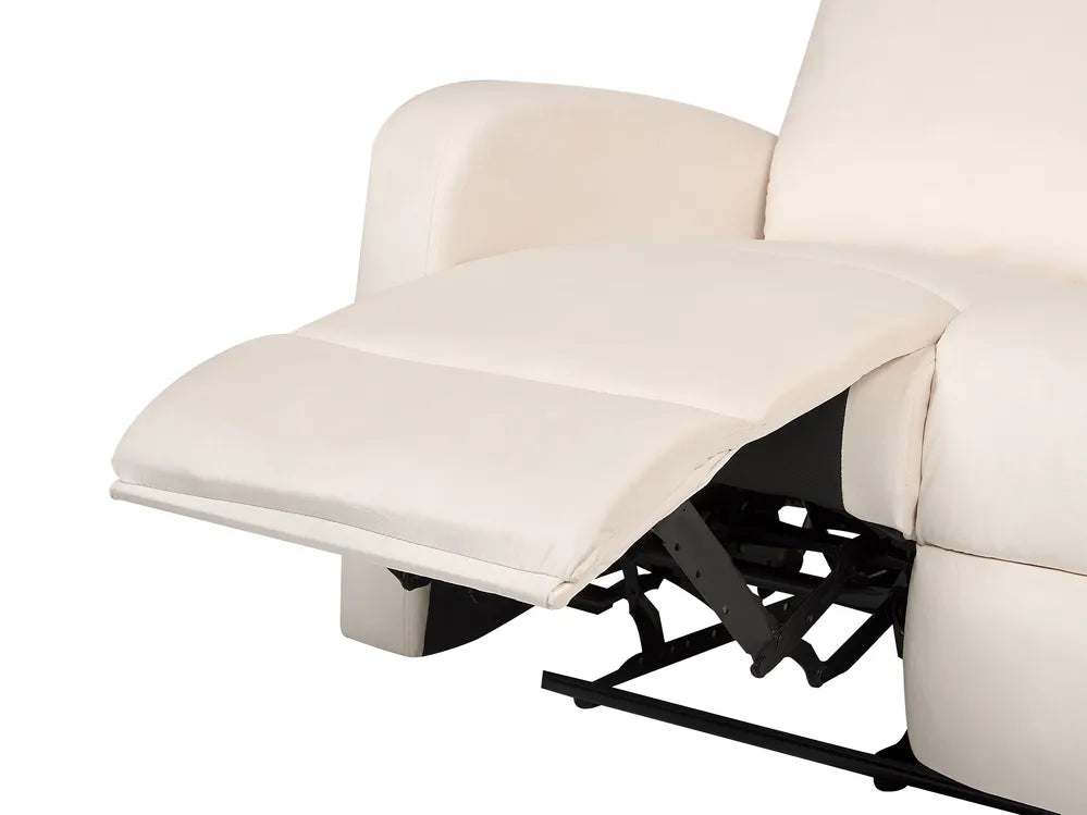 Manual Recliner Sofa 2 Seater Velvet Off-White Phillips