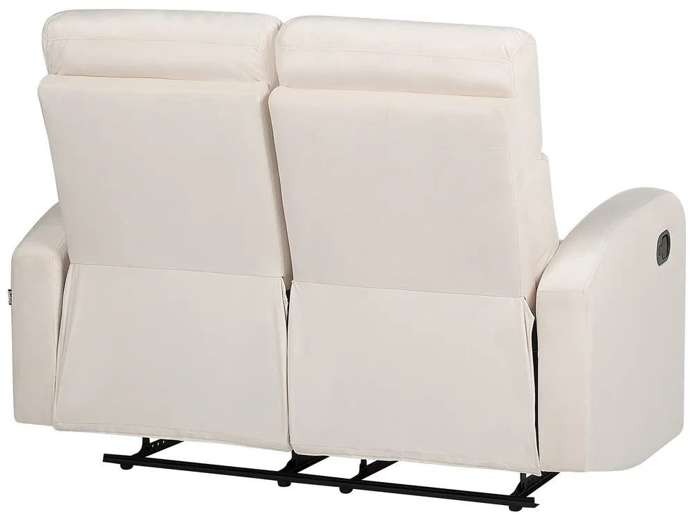 Manual Recliner Sofa 2 Seater Velvet Off-White Phillips
