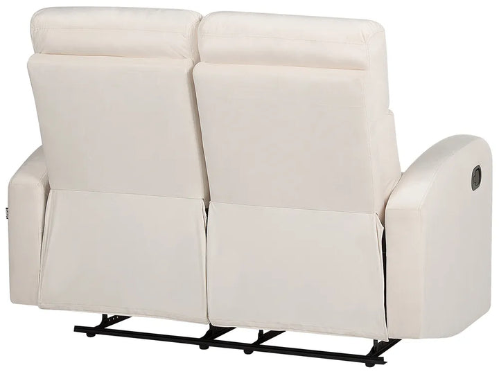 Manual Recliner Sofa 2 Seater Velvet Off-White Phillips