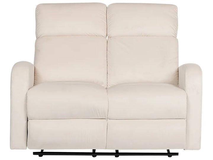 Manual Recliner Sofa 2 Seater Velvet Off-White Phillips