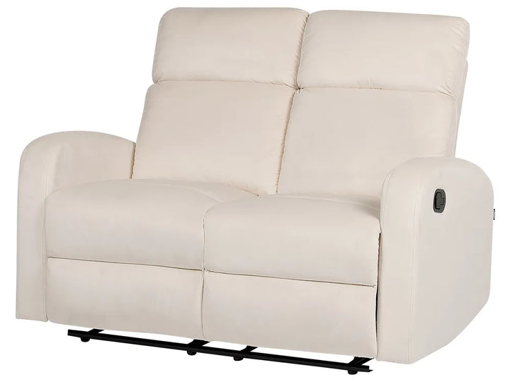 Manual Recliner Sofa 2 Seater Velvet Off-White Phillips