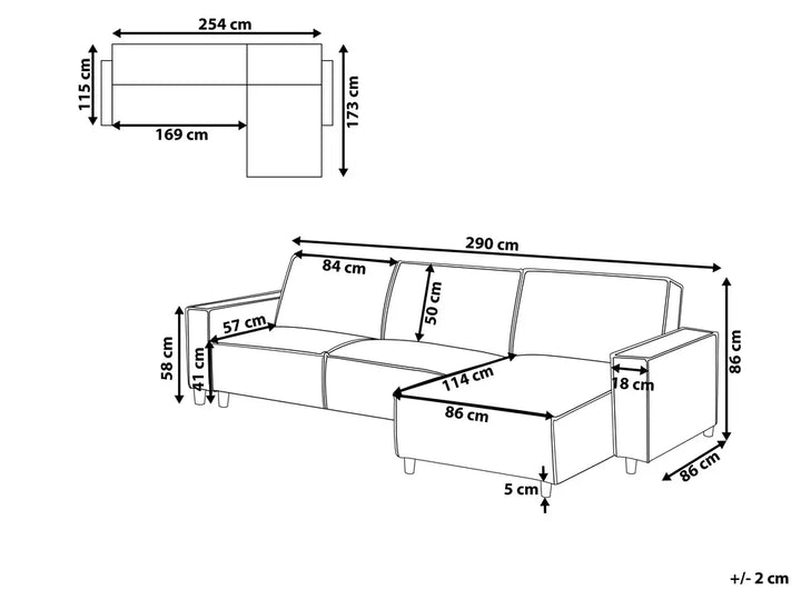 Corner Sofa Bed 3 Seater Fabric Beige Left Hand Loette