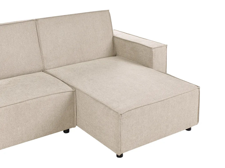 Corner Sofa Bed 3 Seater Fabric Beige Left Hand Loette