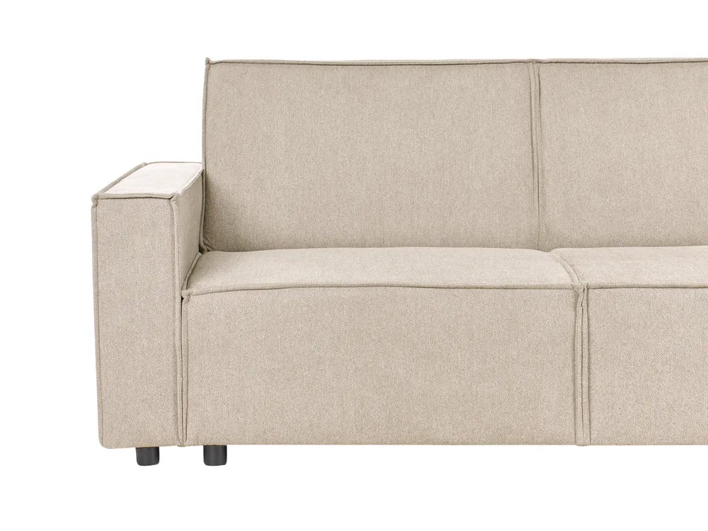Corner Sofa Bed 3 Seater Fabric Beige Left Hand Loette