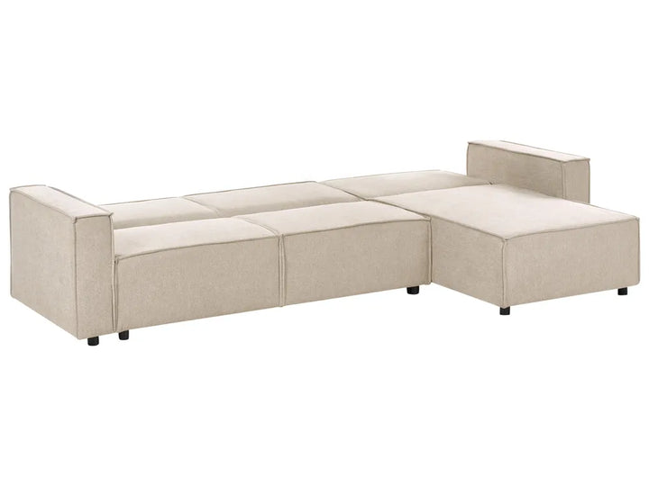 Corner Sofa Bed 3 Seater Fabric Beige Left Hand Loette