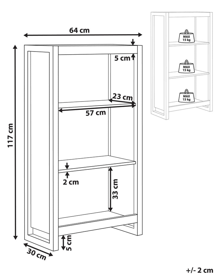 3 Tier Bookcase White Lily
