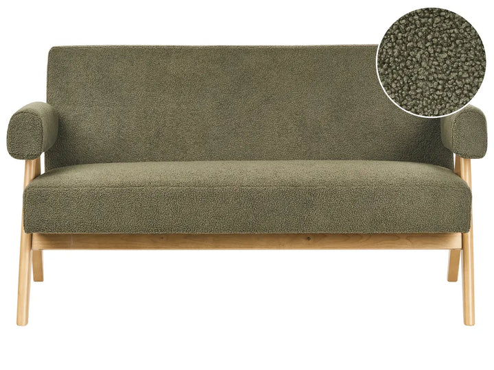 Sofa 2 Seater Boucle Green/ Light Brown Ludine