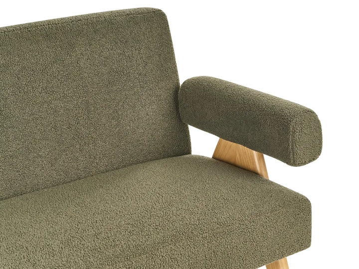 Sofa 2 Seater Boucle Green/ Light Brown Ludine