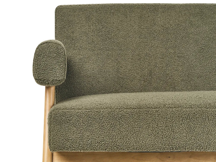 Sofa 2 Seater Boucle Green/ Light Brown Ludine