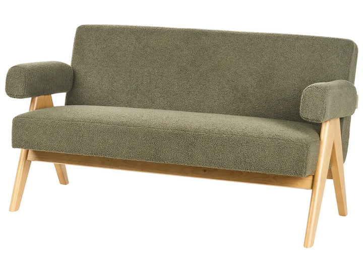 Sofa 2 Seater Boucle Green/ Light Brown Ludine