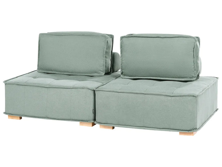 Modular Sofa 2 Seater Fabric Light Green Oxford