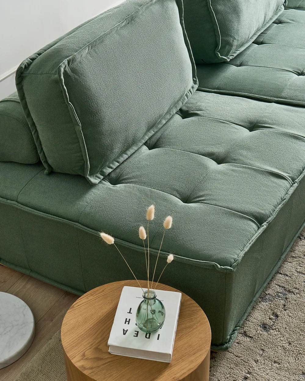 Modular Sofa 2 Seater Fabric Light Green Oxford