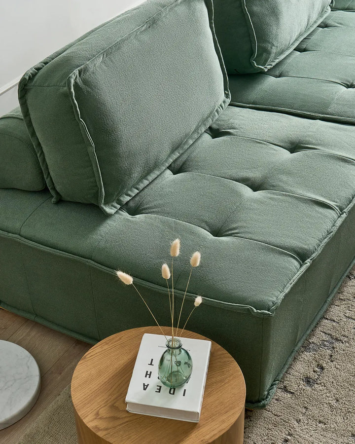Modular Sofa 2 Seater Fabric Light Green Oxford
