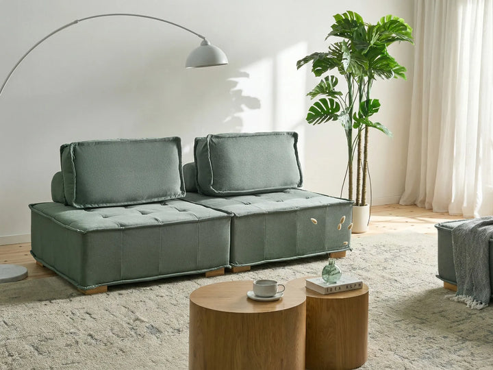 Modern light green modular loveseat sofa for living room
