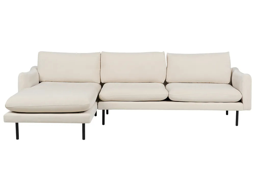 Light beige fabric corner sofa right hand modern design