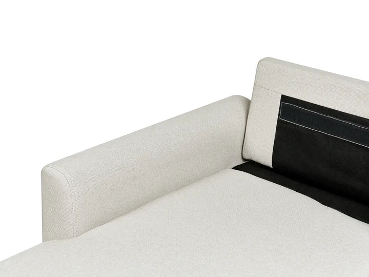 Corner Sofa Bed 3 Seater Faux Linen Light Beige Right Hand Azuri