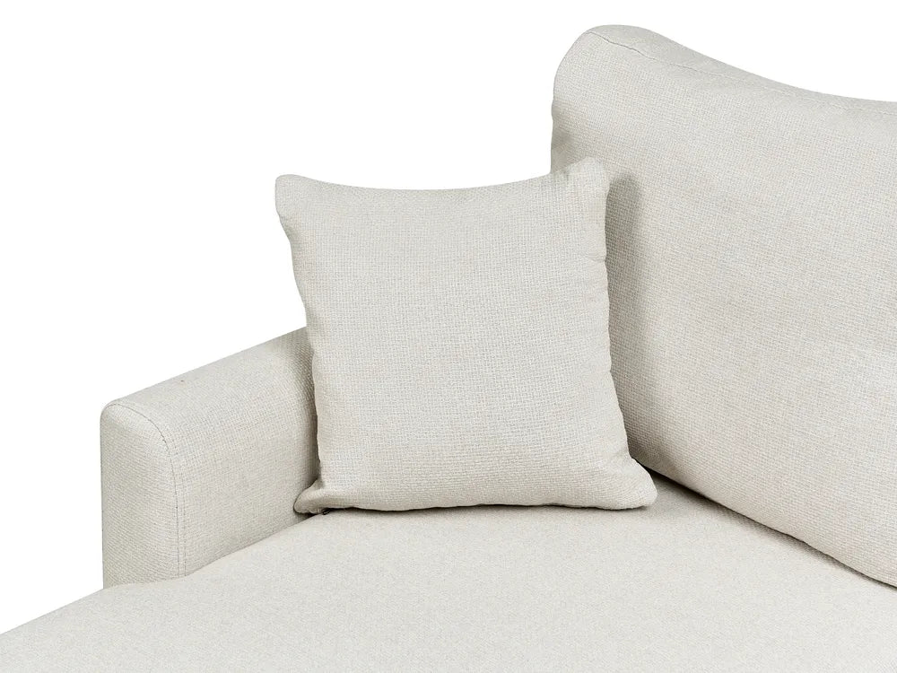 Corner Sofa Bed 3 Seater Faux Linen Light Beige Right Hand Azuri