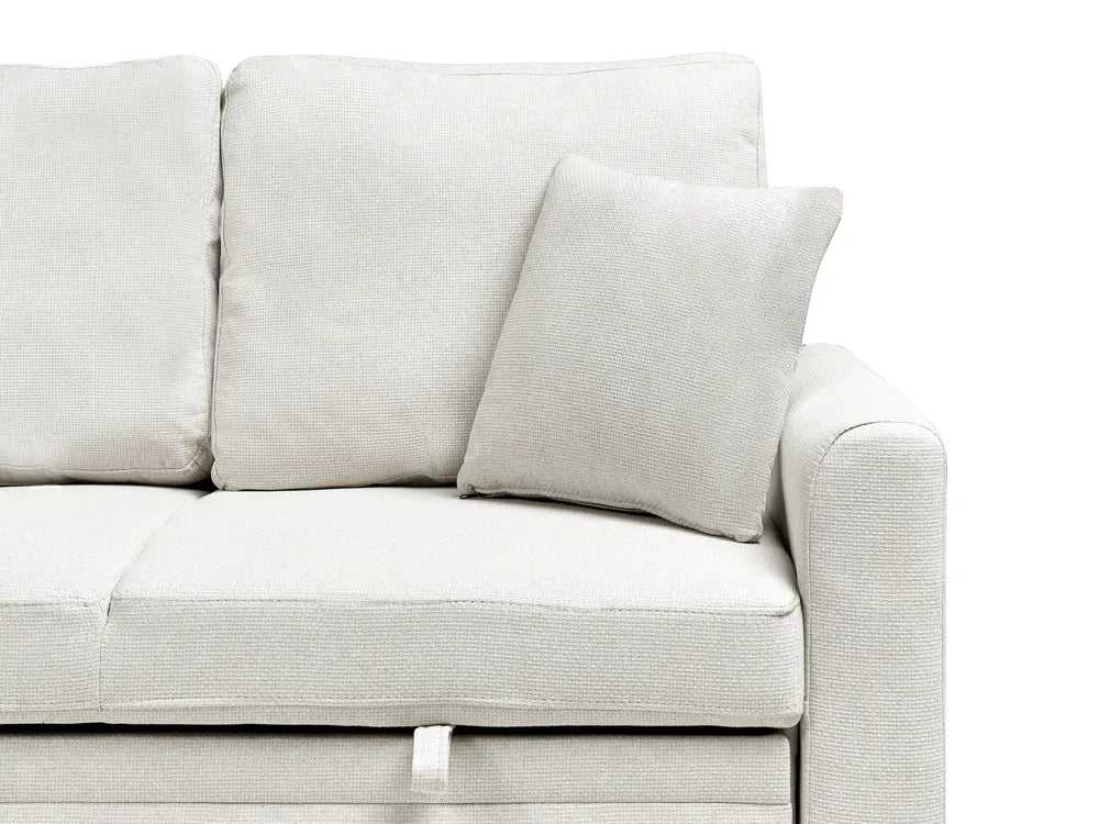 Corner Sofa Bed 3 Seater Faux Linen Light Beige Right Hand Azuri