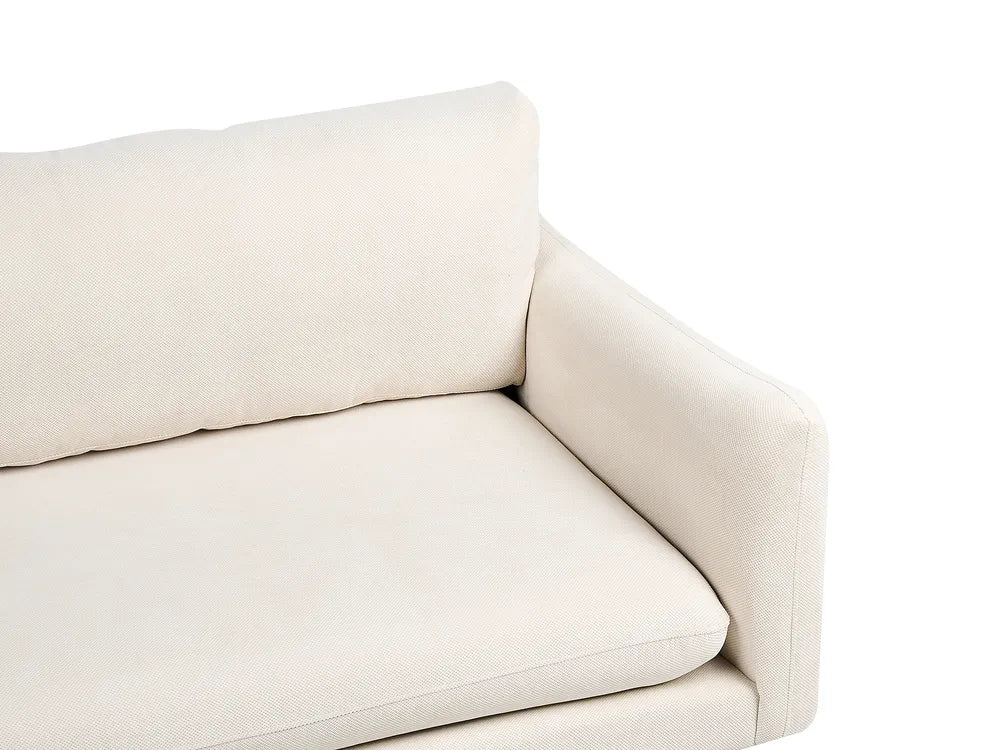 Corner Sofa 4 Seater Fabric Light Beige Right Hand Praylow