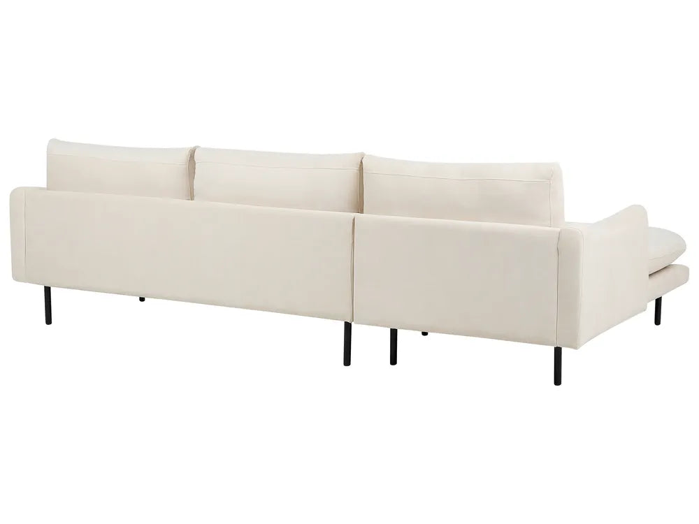Corner Sofa 4 Seater Fabric Light Beige Right Hand Praylow