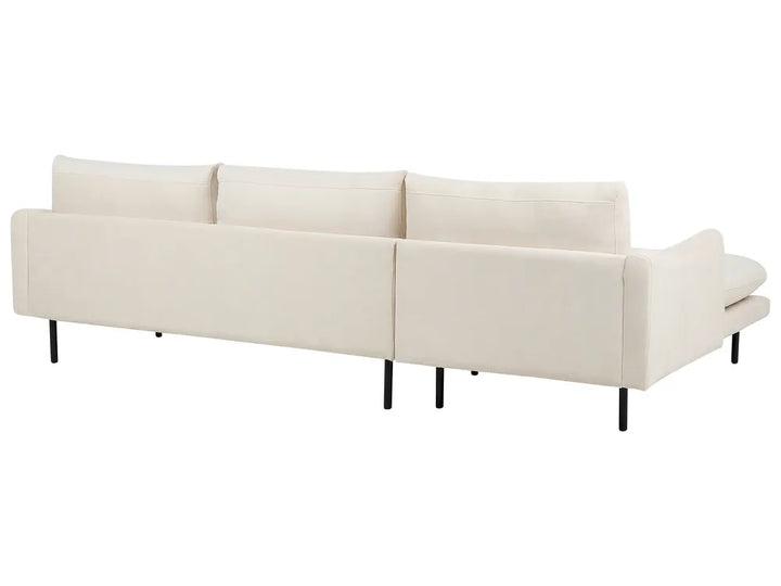 Corner Sofa 4 Seater Fabric Light Beige Right Hand Praylow