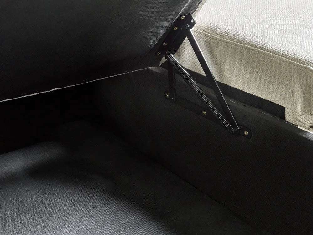 Corner Sofa Bed 3 Seater Faux Linen Light Beige Right Hand Azuri