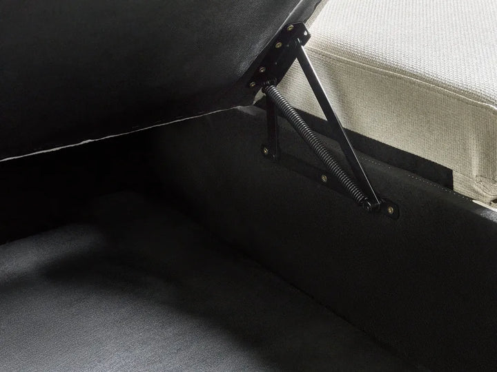 Corner Sofa Bed 3 Seater Faux Linen Light Beige Right Hand Azuri