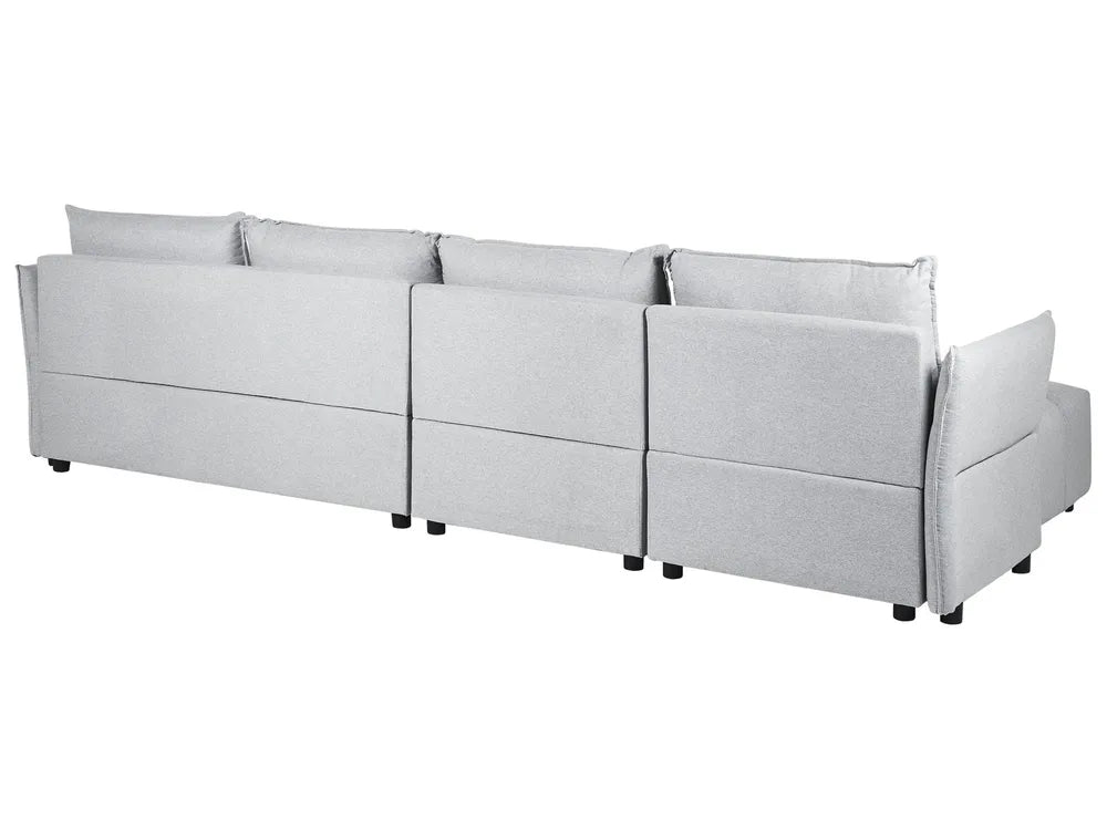 Corner Sofa 4 Seater Fabric Light Grey Right Hand Aine