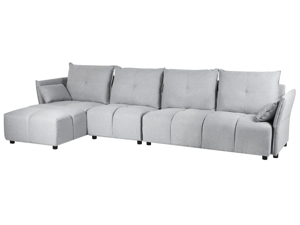 Corner Sofa 4 Seater Fabric Light Grey Right Hand Aine