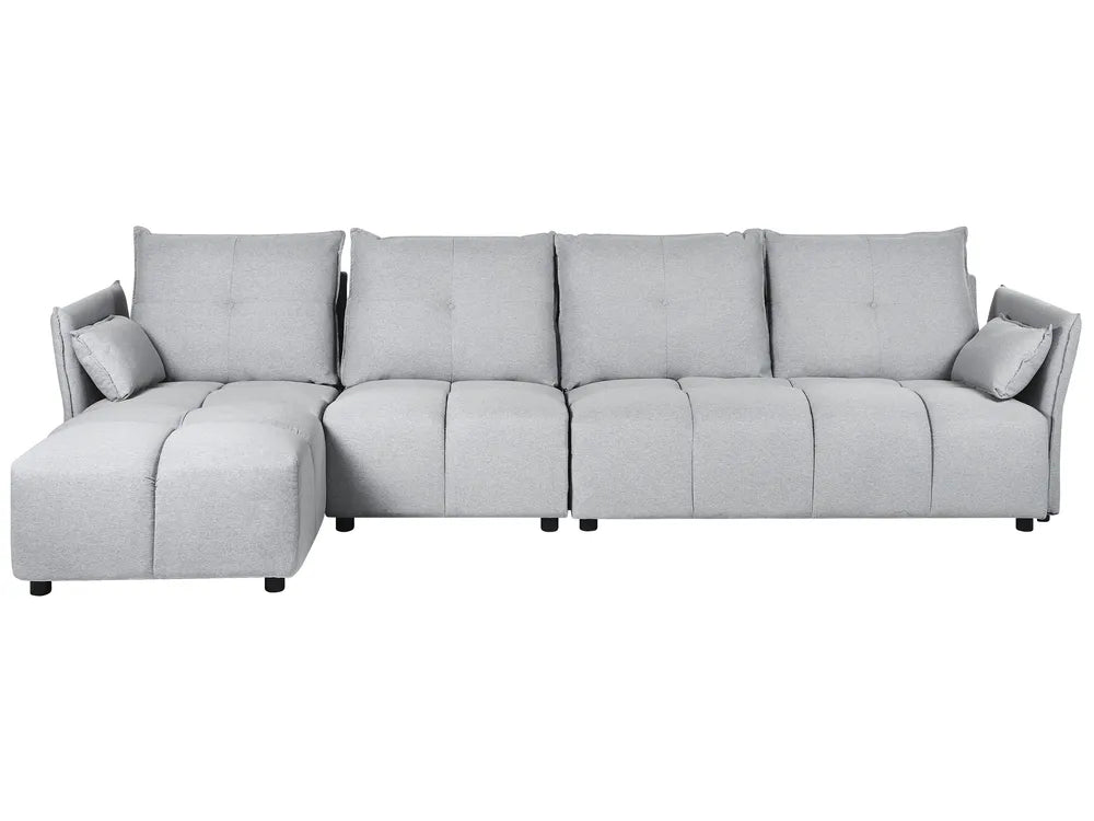 Light grey fabric corner sofa 4 seater right hand