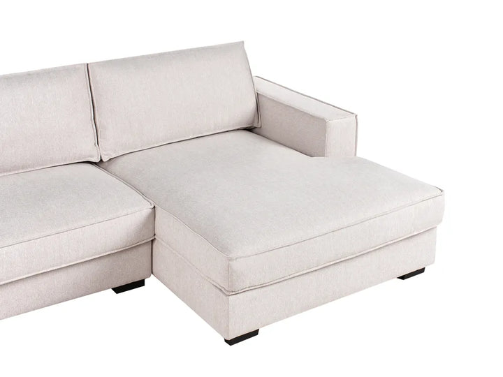 Corner Sofa Fabric Light Beige Left Hand Edyth