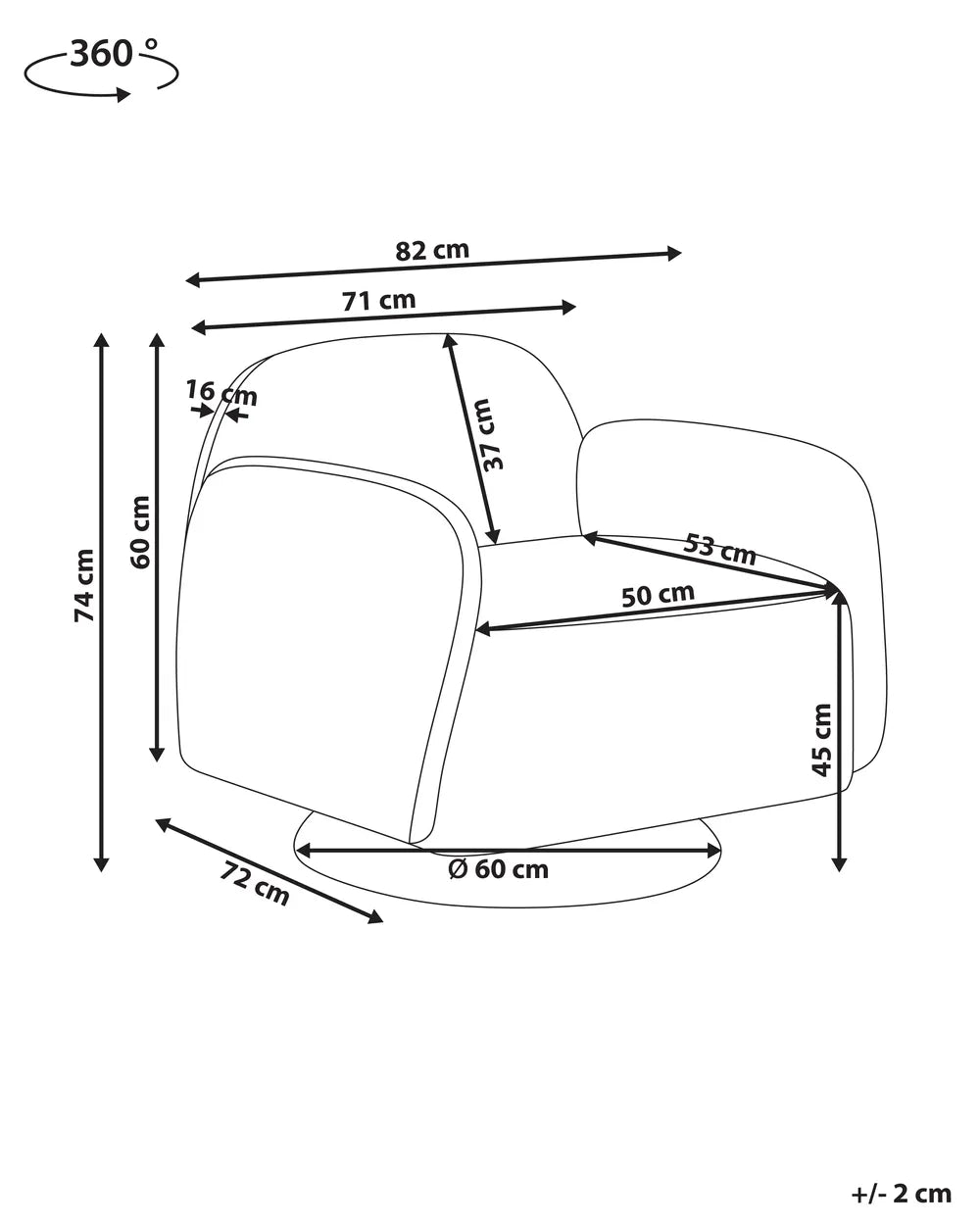 Swivel Armchair Fabric Beige Azurdee