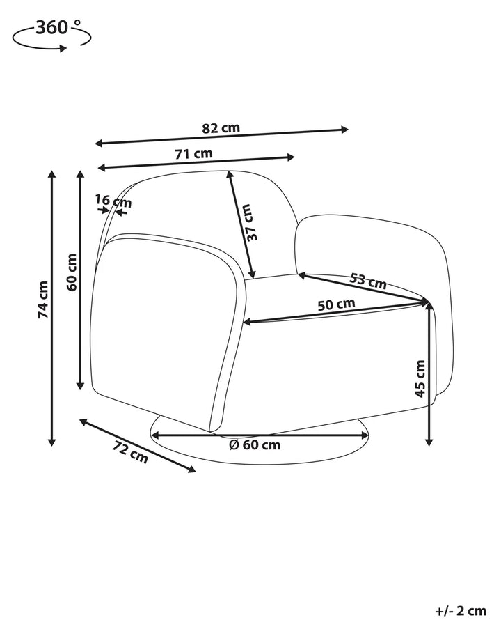Swivel Armchair Fabric Beige Azurdee