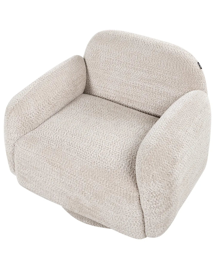 Swivel Armchair Fabric Beige Azurdee