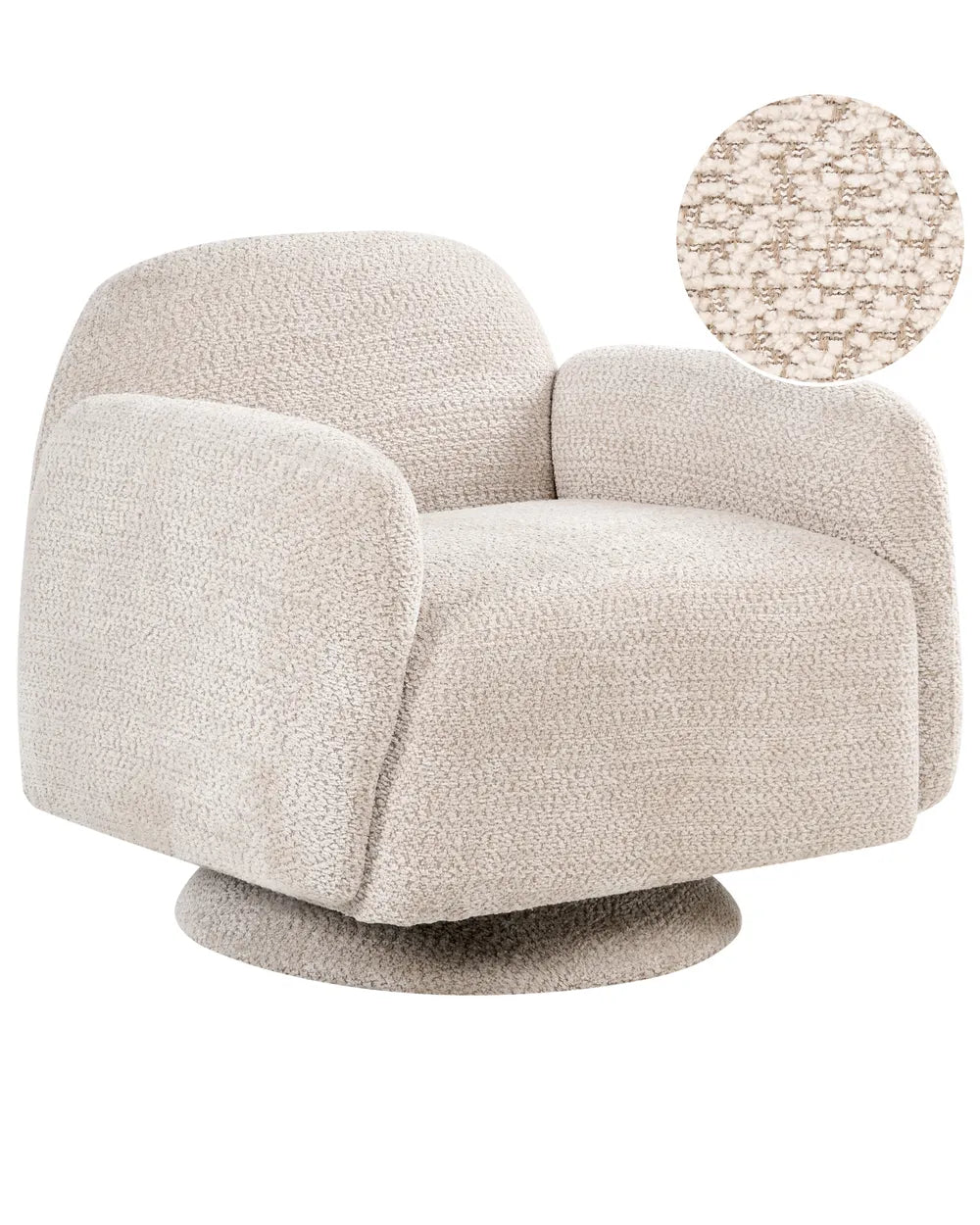 Upholstered in soft beige fabric.