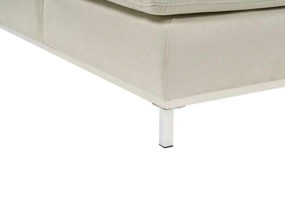 Corner Sofa 5 Seater Fabric Beige with Ottoman Right Hand Azuri